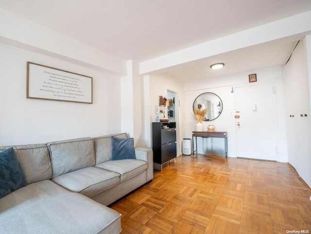 living room with light parquet flooring