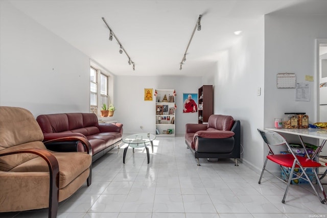 living room with rail lighting