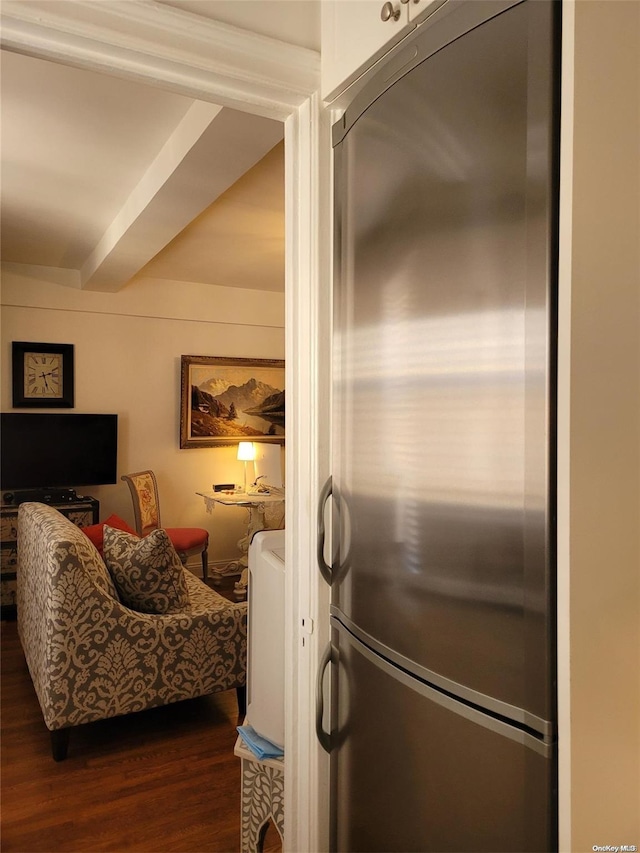 434 E 52nd St Unit 9A, New York Manhattan, NY 10022 - interior space with stainless steel refrigerator and wood finished floors