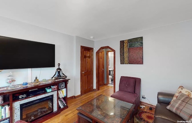 living room with light hardwood / wood-style floors