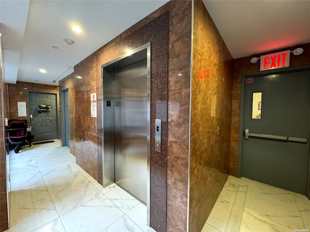 hall featuring elevator