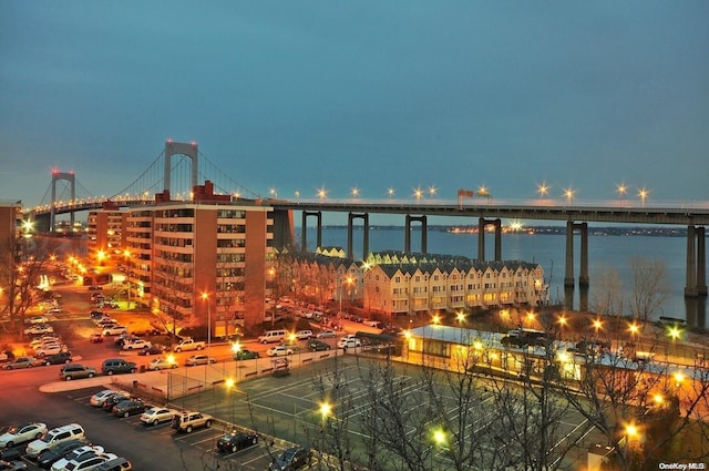 property's view of city featuring a water view