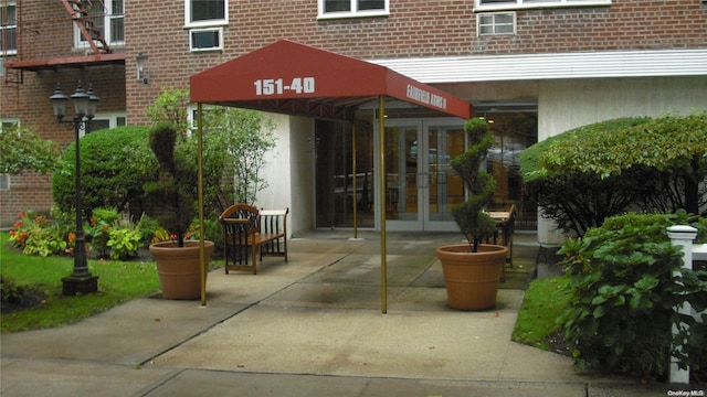 property entrance with french doors