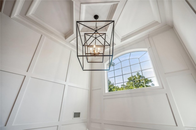 interior details with a chandelier