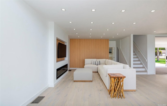 living room featuring light hardwood / wood-style flooring