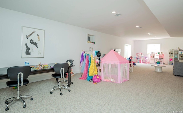 game room with carpet flooring