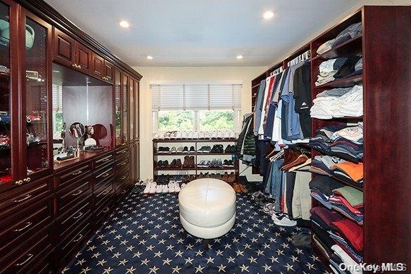 walk in closet featuring carpet floors