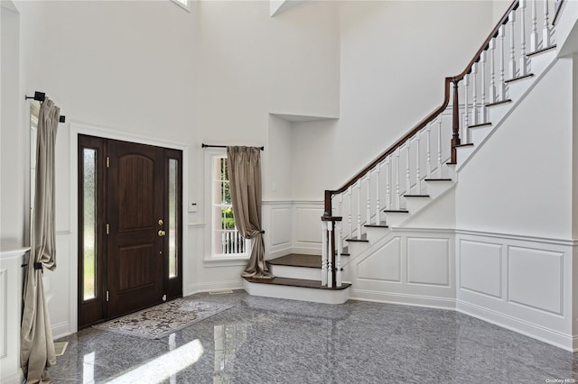 foyer with a high ceiling