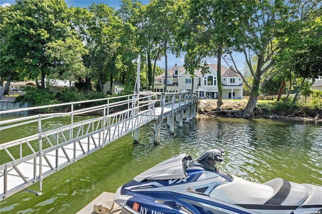 view of dock featuring a water view