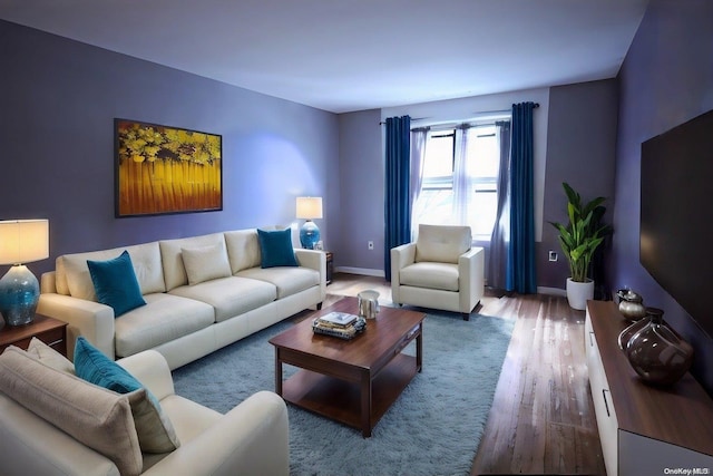 living room with hardwood / wood-style floors