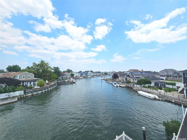 water view with a boat dock