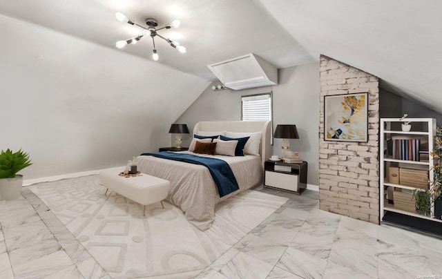 bedroom with vaulted ceiling