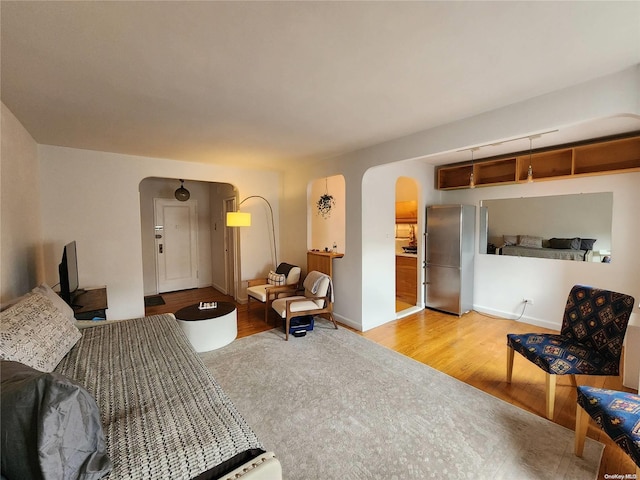 living room featuring light wood-type flooring