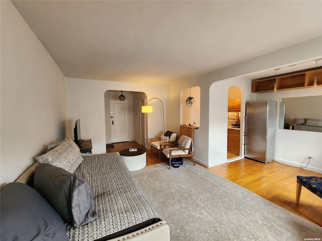 living room with light wood-type flooring