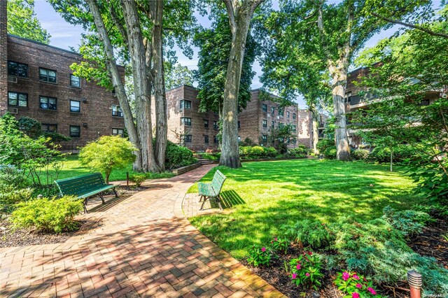 view of home's community with a lawn