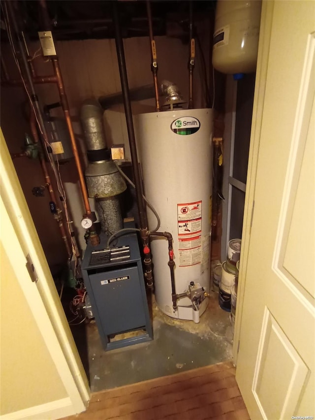 utility room with water heater