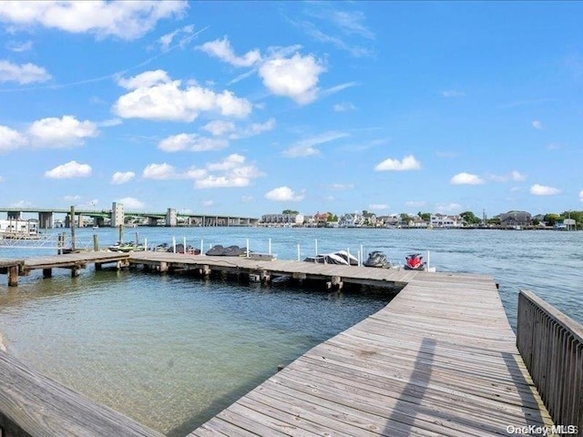 view of dock featuring a water view