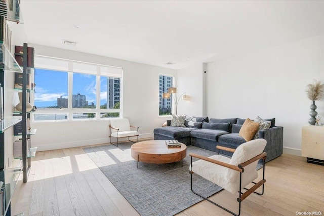 living room featuring light hardwood / wood-style floors