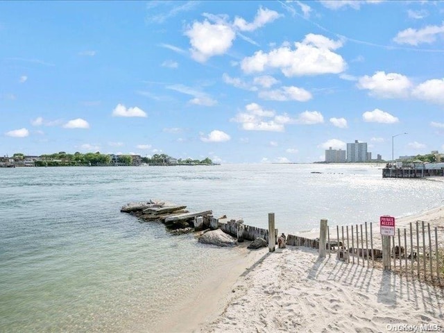 water view featuring a dock