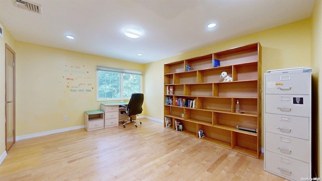 office area featuring light hardwood / wood-style floors