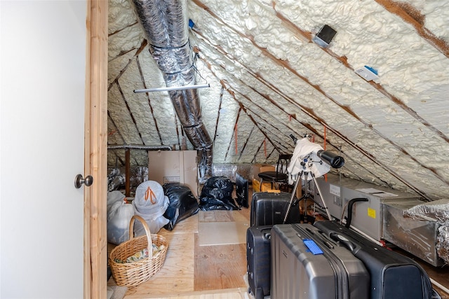 view of unfinished attic