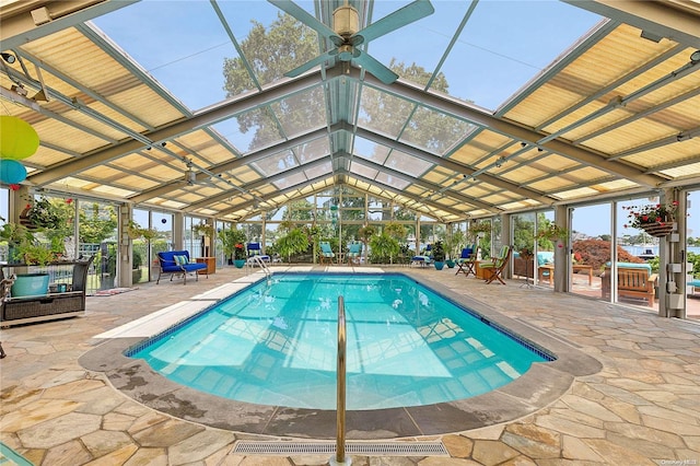 view of swimming pool featuring a patio