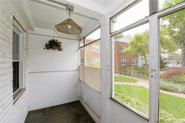 view of unfurnished sunroom