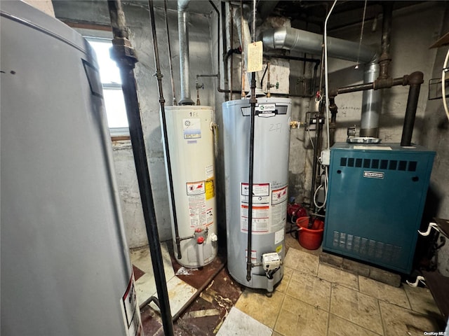 utility room featuring gas water heater