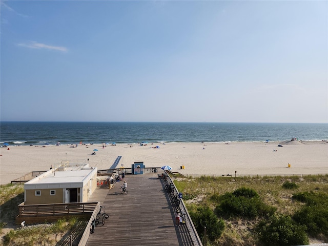 property view of water with a beach view