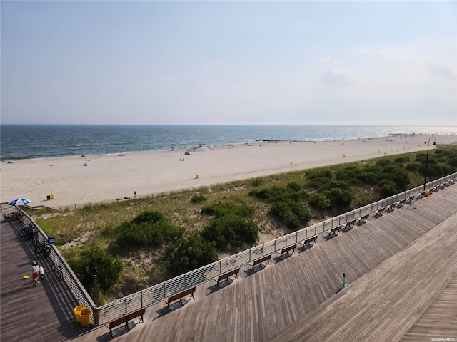 view of water feature featuring a beach view