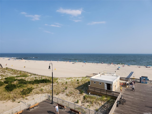 view of water feature with a view of the beach