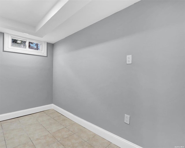 basement with light tile patterned floors