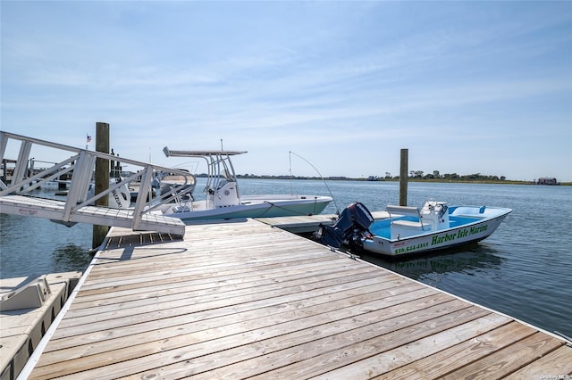 view of dock featuring a water view