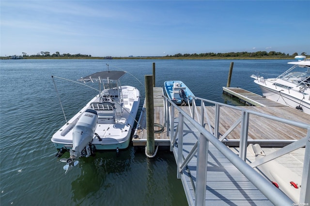 dock area featuring a water view