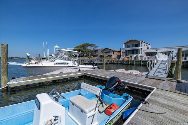 dock area featuring a water view