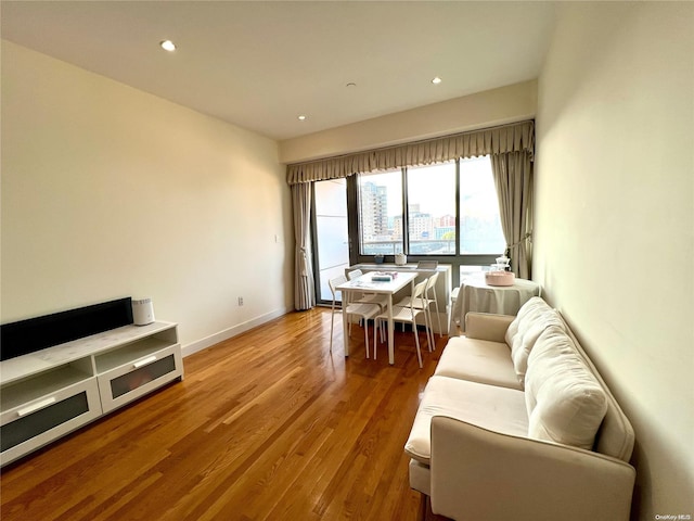 living room featuring light wood-type flooring