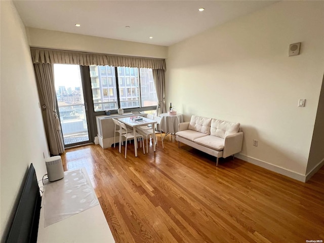 living room featuring light wood-type flooring