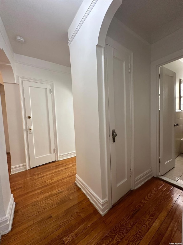 hall featuring wood-type flooring