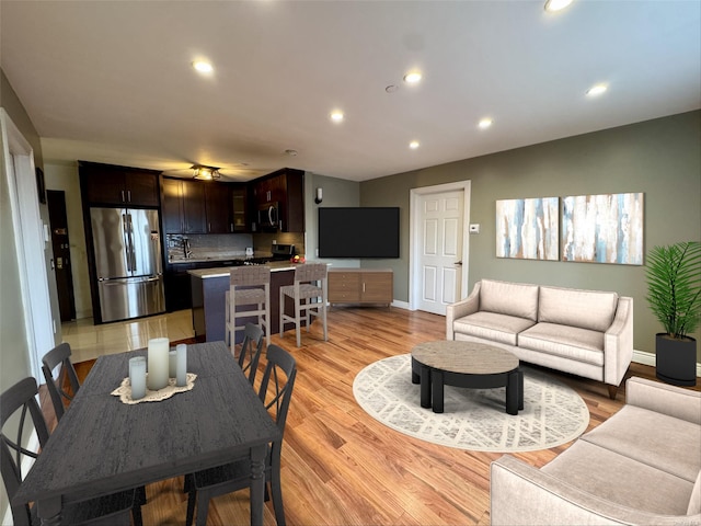 living room with light wood-type flooring