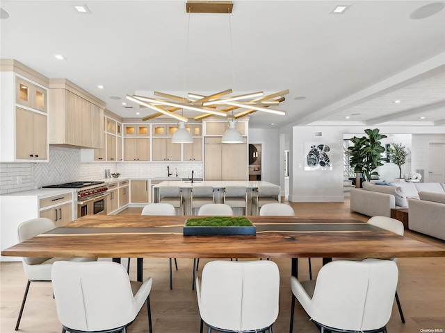 dining space featuring sink