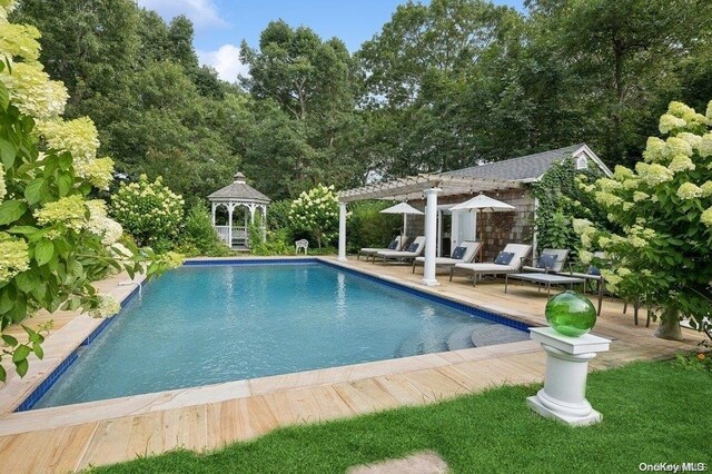 view of pool featuring a gazebo