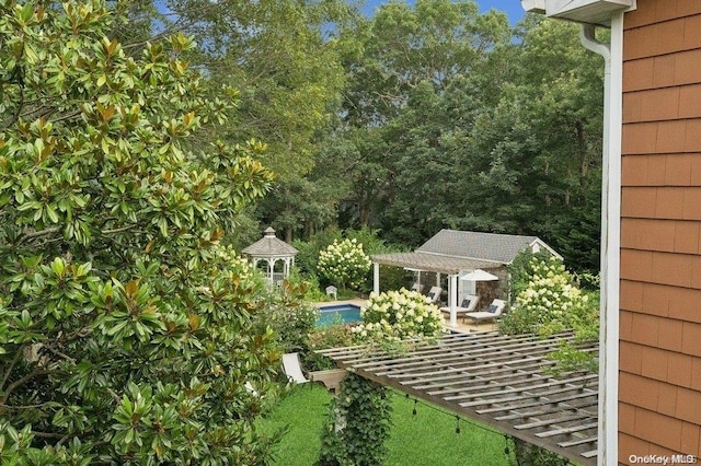 view of yard featuring a pergola