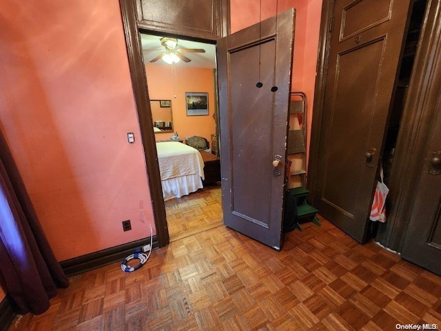 hallway with parquet floors