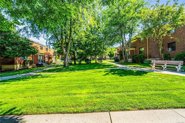 view of home's community with a yard