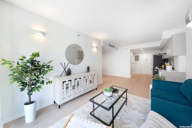 living room featuring light hardwood / wood-style flooring