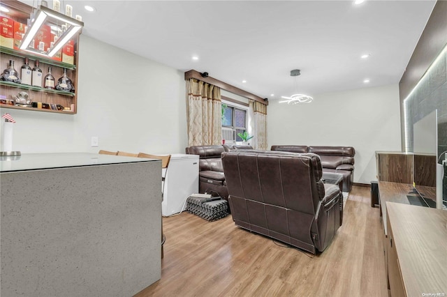 living room featuring light wood-type flooring