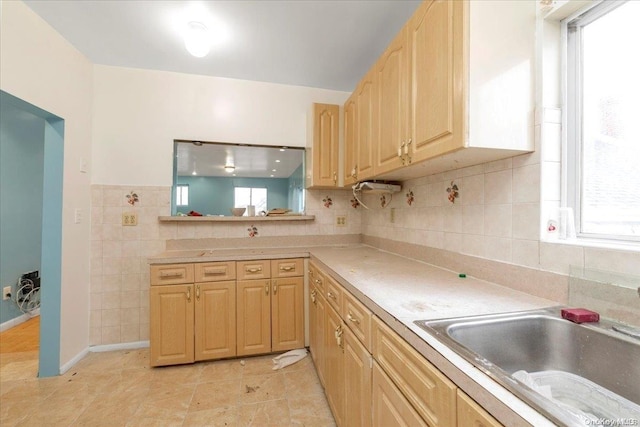 kitchen with sink and light brown cabinets