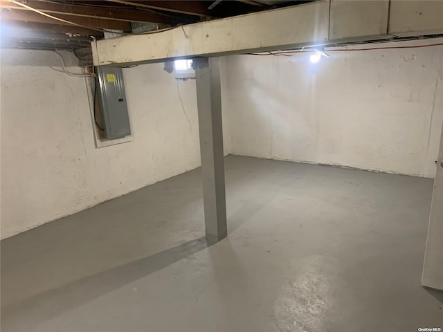 basement featuring electric panel