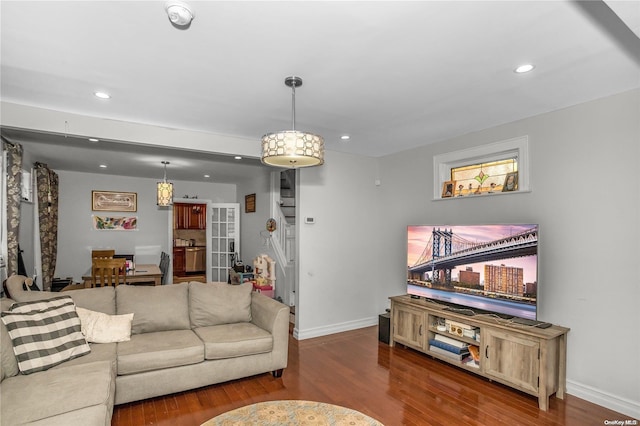 living room with wood-type flooring