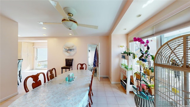 dining area with ceiling fan